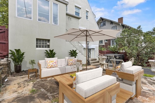 exterior space with an outdoor hangout area