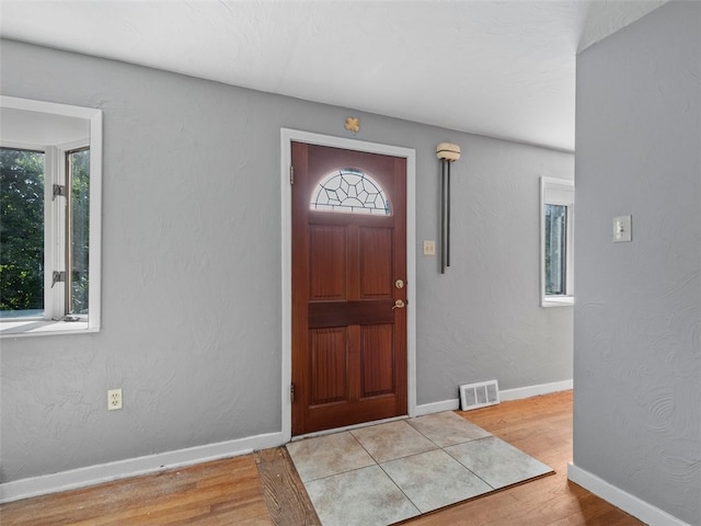 entryway featuring hardwood / wood-style floors and a wealth of natural light