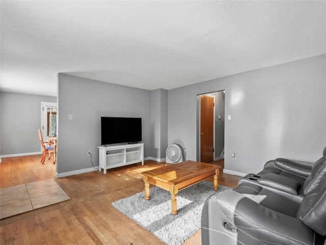 living room with light hardwood / wood-style flooring