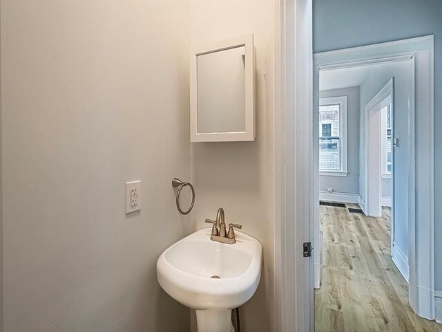 bathroom with sink and hardwood / wood-style floors