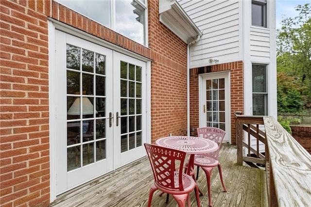 wooden deck with french doors