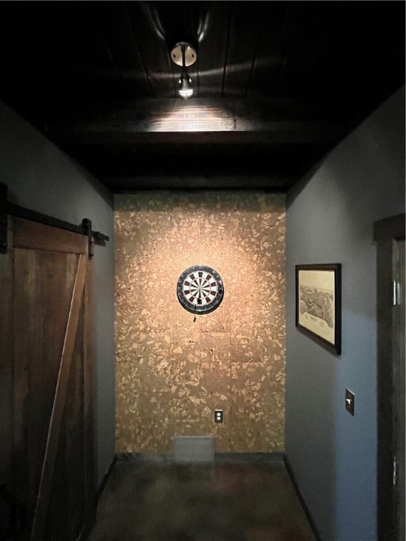 basement with a barn door