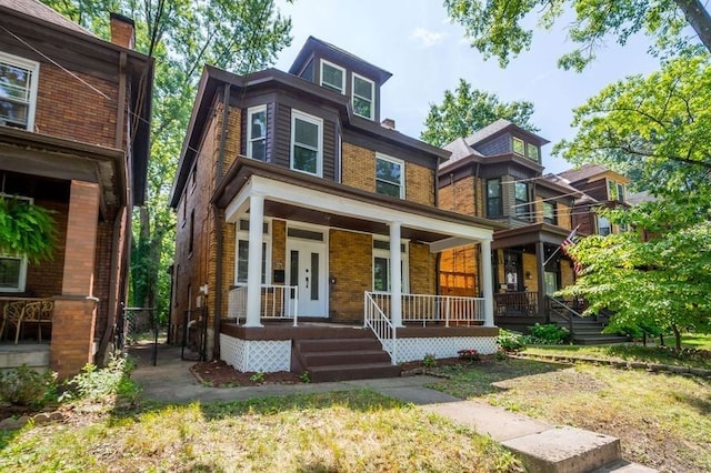 view of front facade featuring covered porch