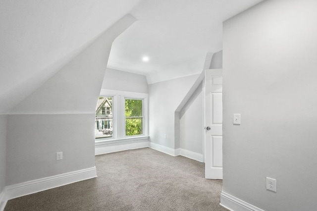 additional living space featuring carpet and lofted ceiling