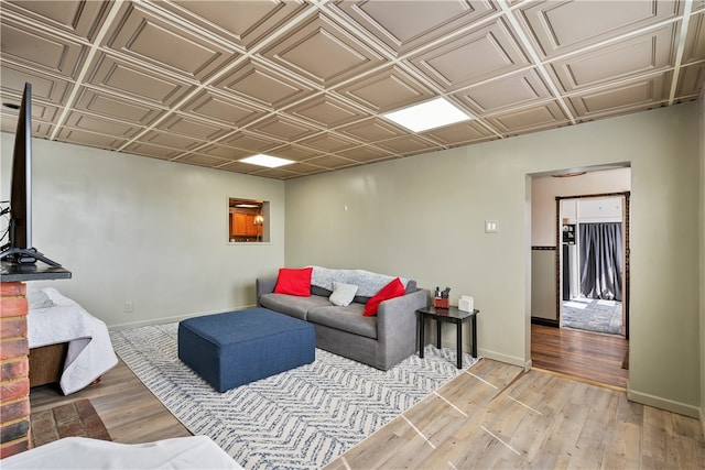 living room with hardwood / wood-style floors