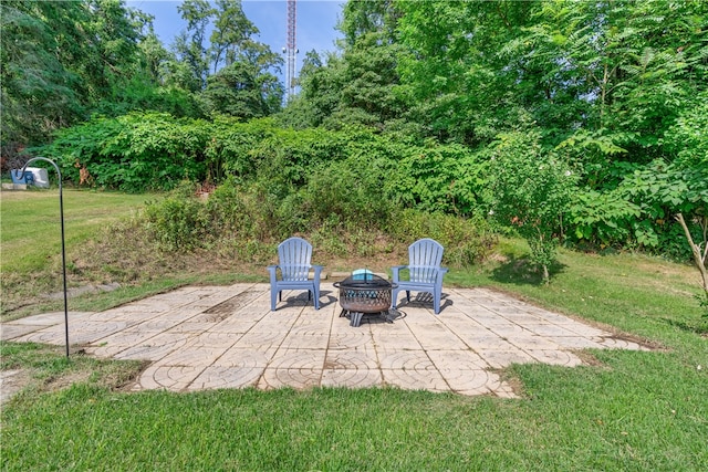 view of patio / terrace with an outdoor fire pit