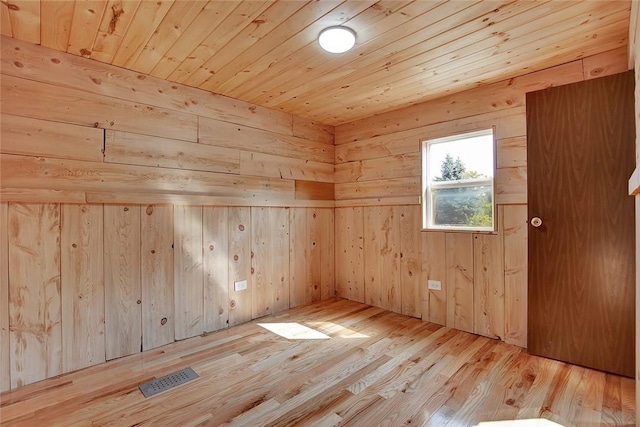 209 Challenge Ln, Indiana Twp Nal, PA 15024 - spare room with visible vents, wood walls, wooden ceiling, and wood finished floors