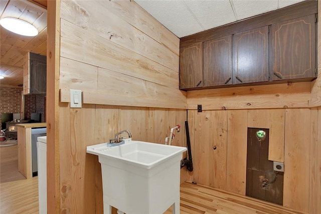 209 Challenge Ln, Indiana Twp Nal, PA 15024 - clothes washing area with wooden walls, light wood-type flooring, and a sink