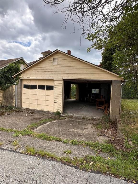 view of garage