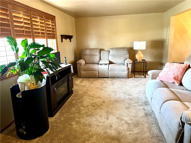 living room featuring carpet