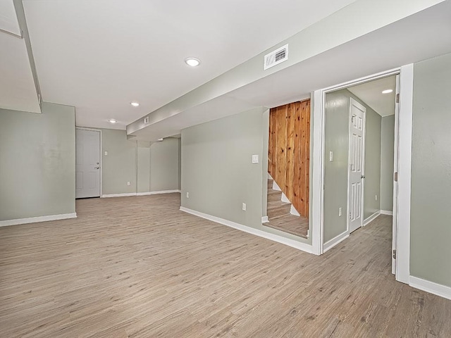 interior space with light hardwood / wood-style flooring