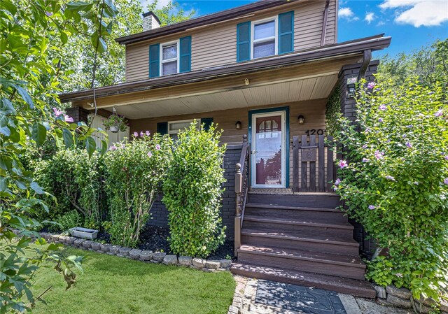 view of front of property with a porch