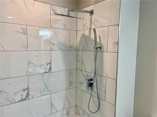 interior details with tiled shower