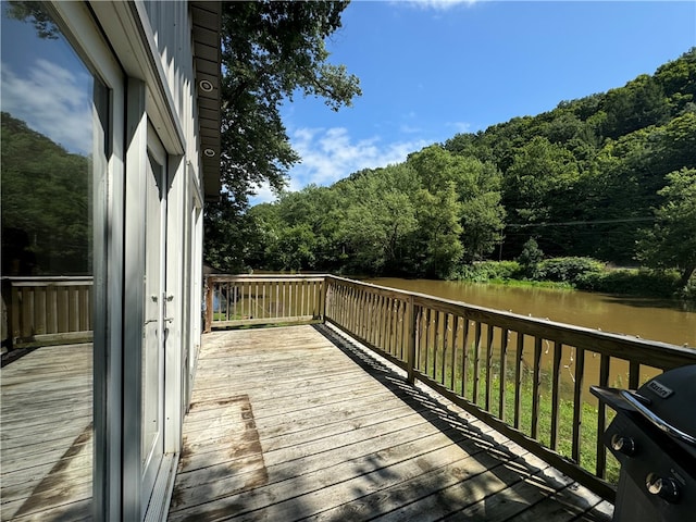 deck with a water view