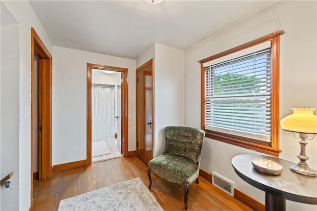 sitting room featuring wood-type flooring