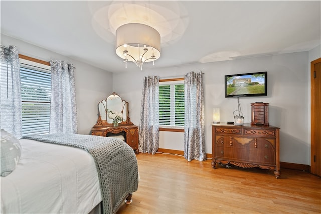 bedroom featuring light hardwood / wood-style flooring