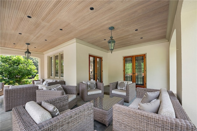 view of patio / terrace with outdoor lounge area and french doors