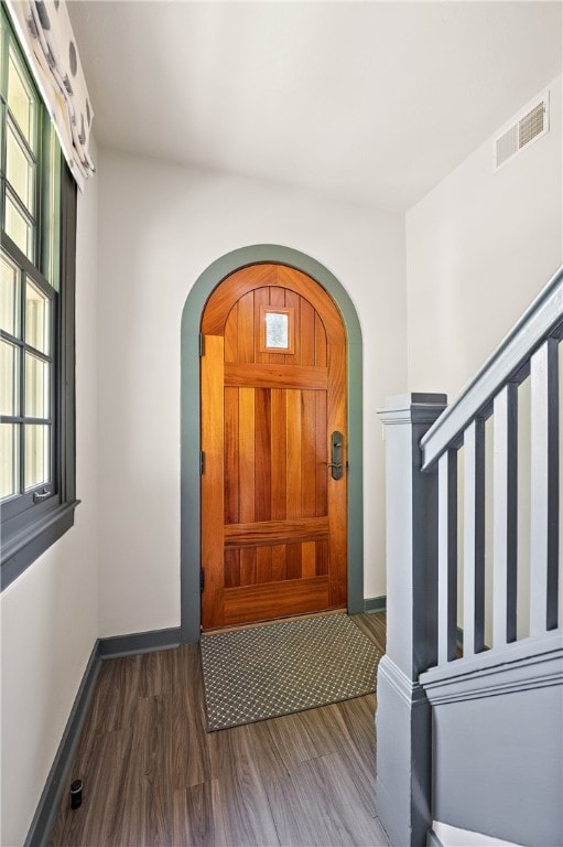 foyer entrance featuring hardwood / wood-style flooring