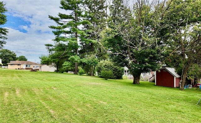 view of yard featuring an outdoor structure