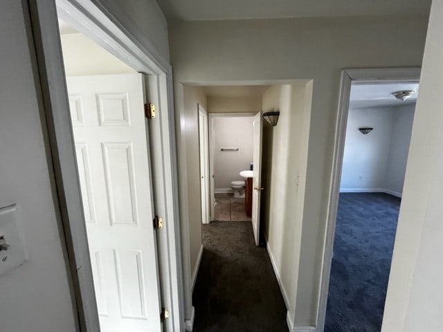 hallway with carpet