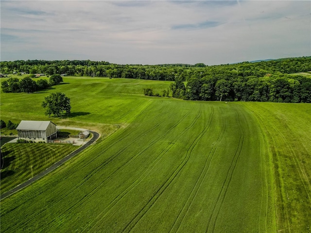 birds eye view of property featuring a rural view