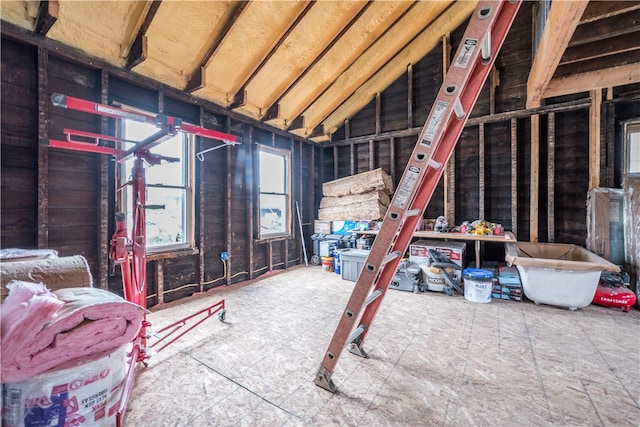 miscellaneous room with vaulted ceiling