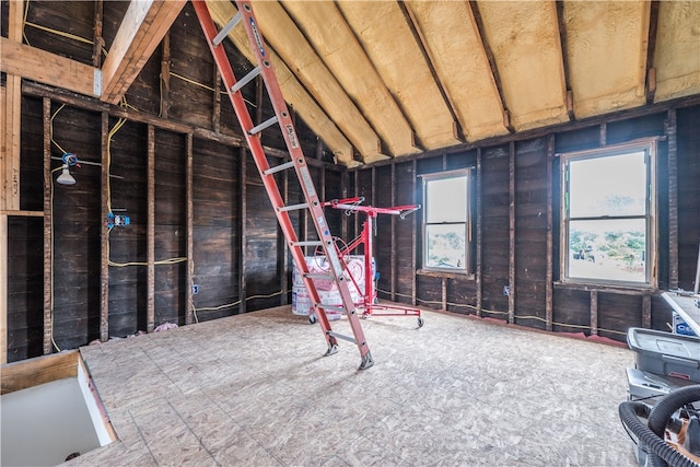 view of unfinished attic