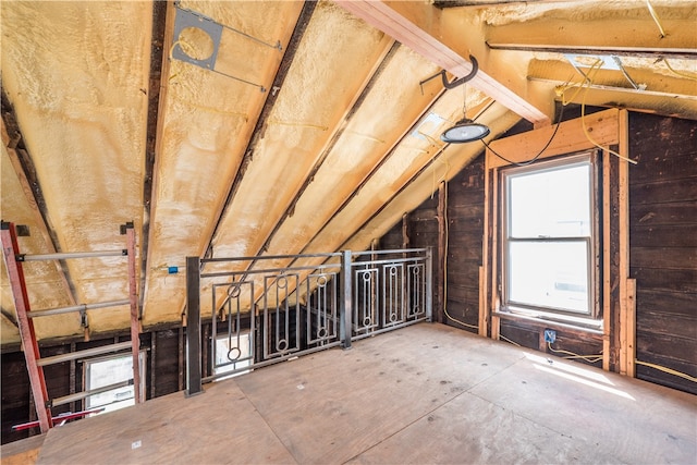 view of unfinished attic