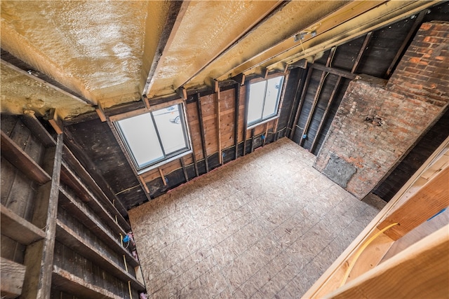 view of unfinished attic