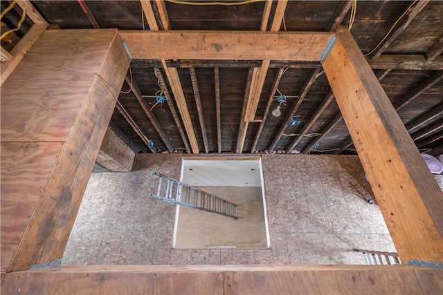 view of unfinished attic