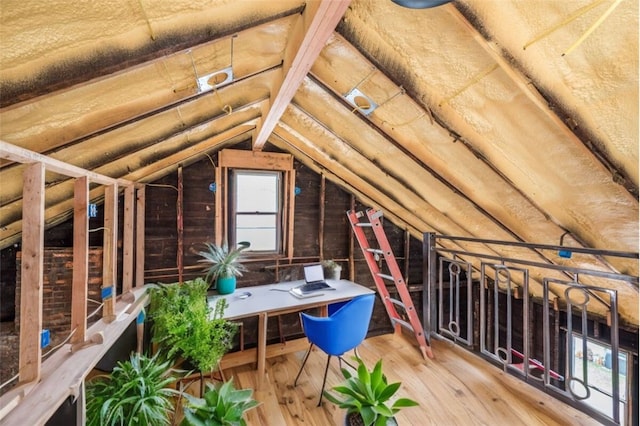 view of unfinished attic