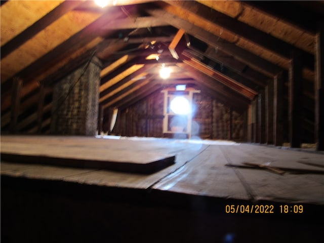 view of unfinished attic