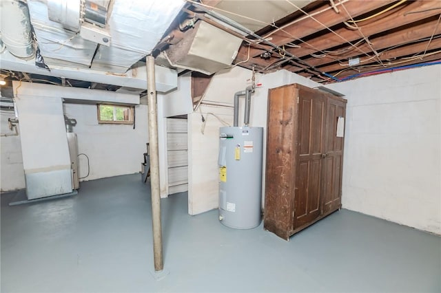 basement with electric water heater