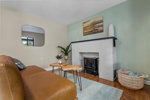 living room with dark hardwood / wood-style floors