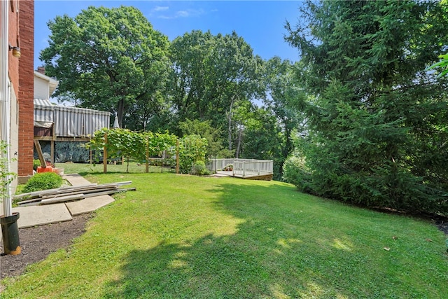 view of yard with a deck