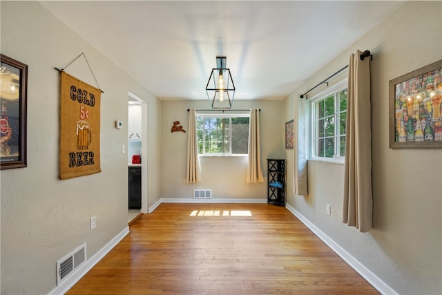 unfurnished dining area with hardwood / wood-style flooring