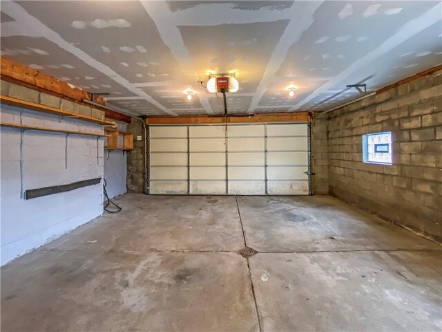 garage with a garage door opener