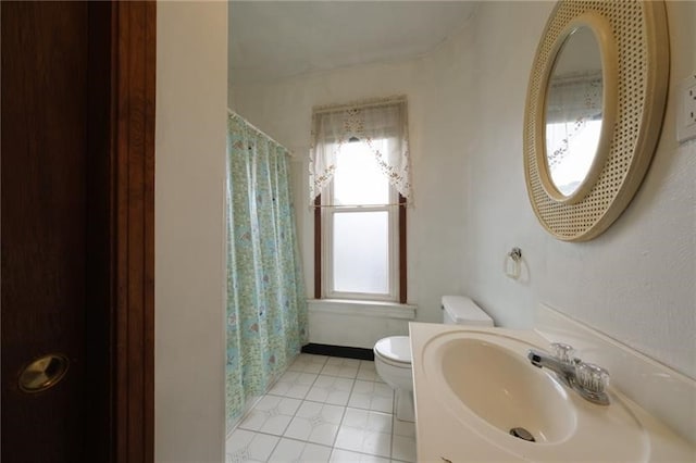 bathroom with tile patterned flooring, toilet, and sink