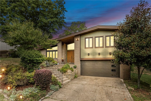 view of front of house with a garage