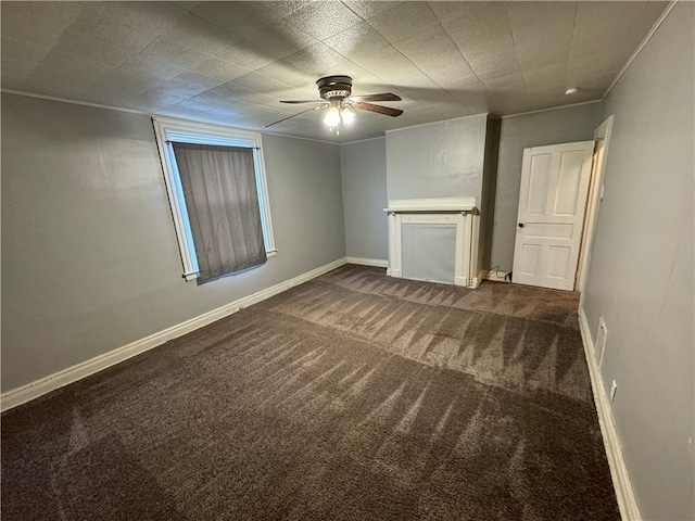 unfurnished bedroom featuring carpet floors and ceiling fan