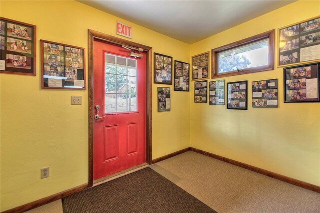 foyer featuring carpet floors