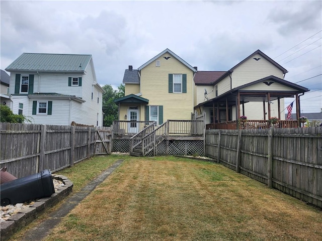 view of yard featuring a deck