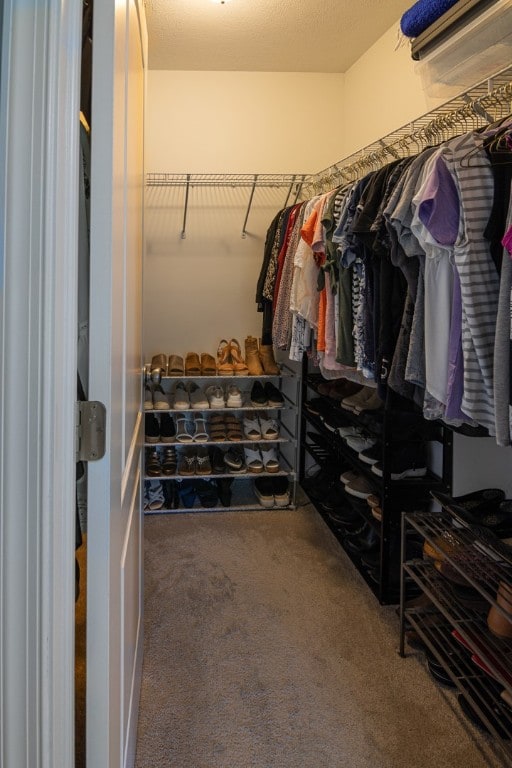 spacious closet with carpet flooring