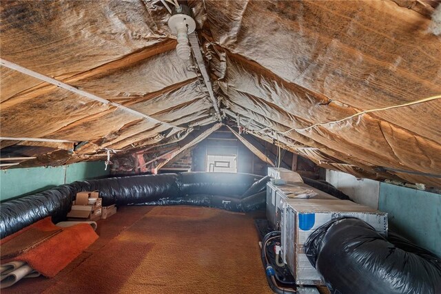 view of unfinished attic