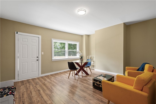 sitting room featuring light hardwood / wood-style flooring