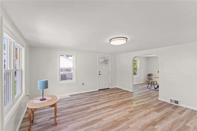 entryway with light wood-type flooring