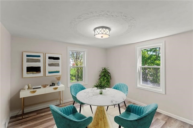 living area featuring hardwood / wood-style flooring and a wealth of natural light