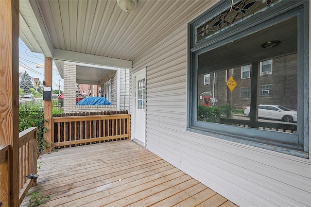 deck featuring covered porch