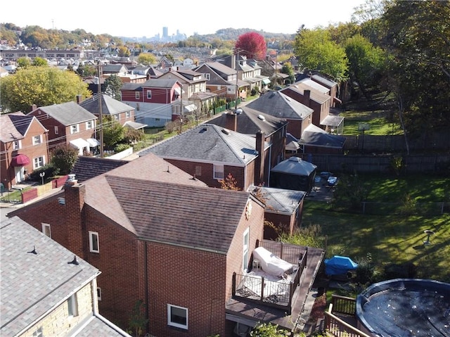 bird's eye view with a residential view