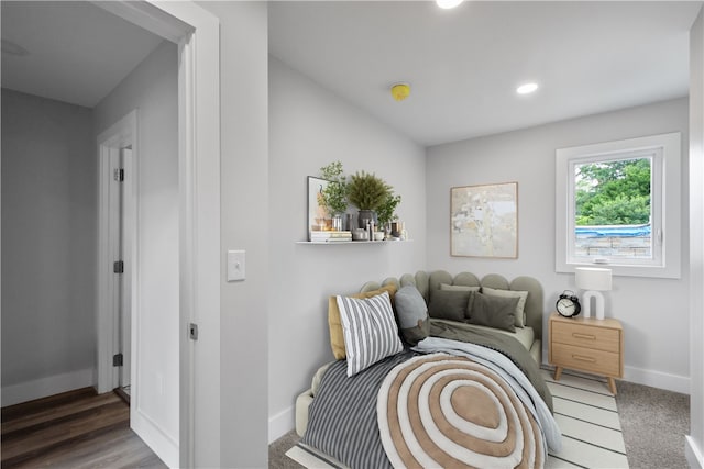 living area with dark hardwood / wood-style floors